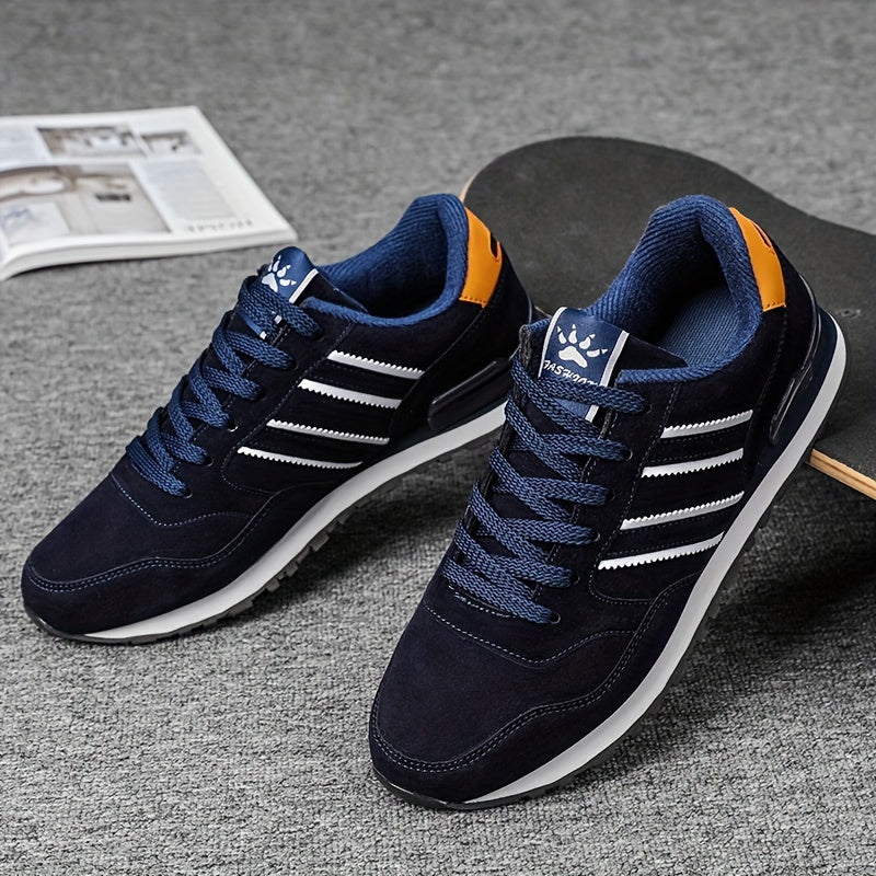 Men's Casual Sneakers All-Season Low Top Lace-Up PU Fabric Solid Color Street Style