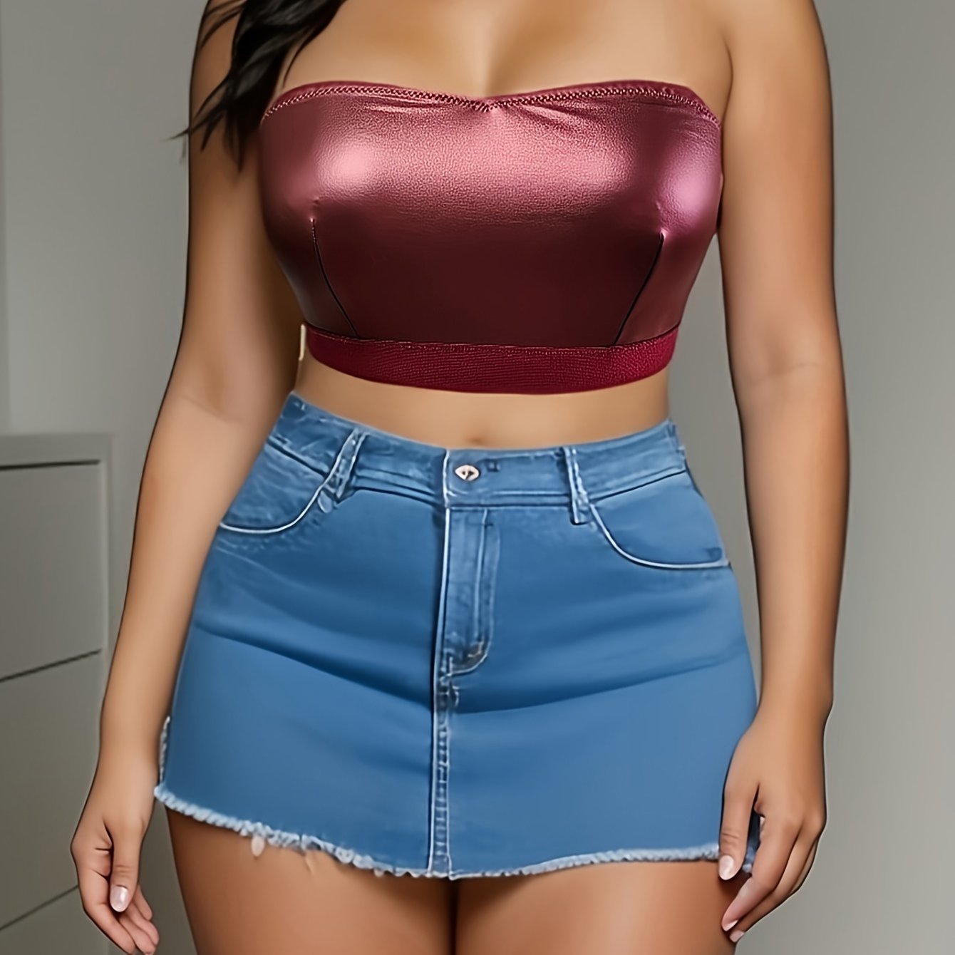 Ayollar uchun kattaroq o'lchamli porloq binafsha rangsiz strapless, tikisiz bra