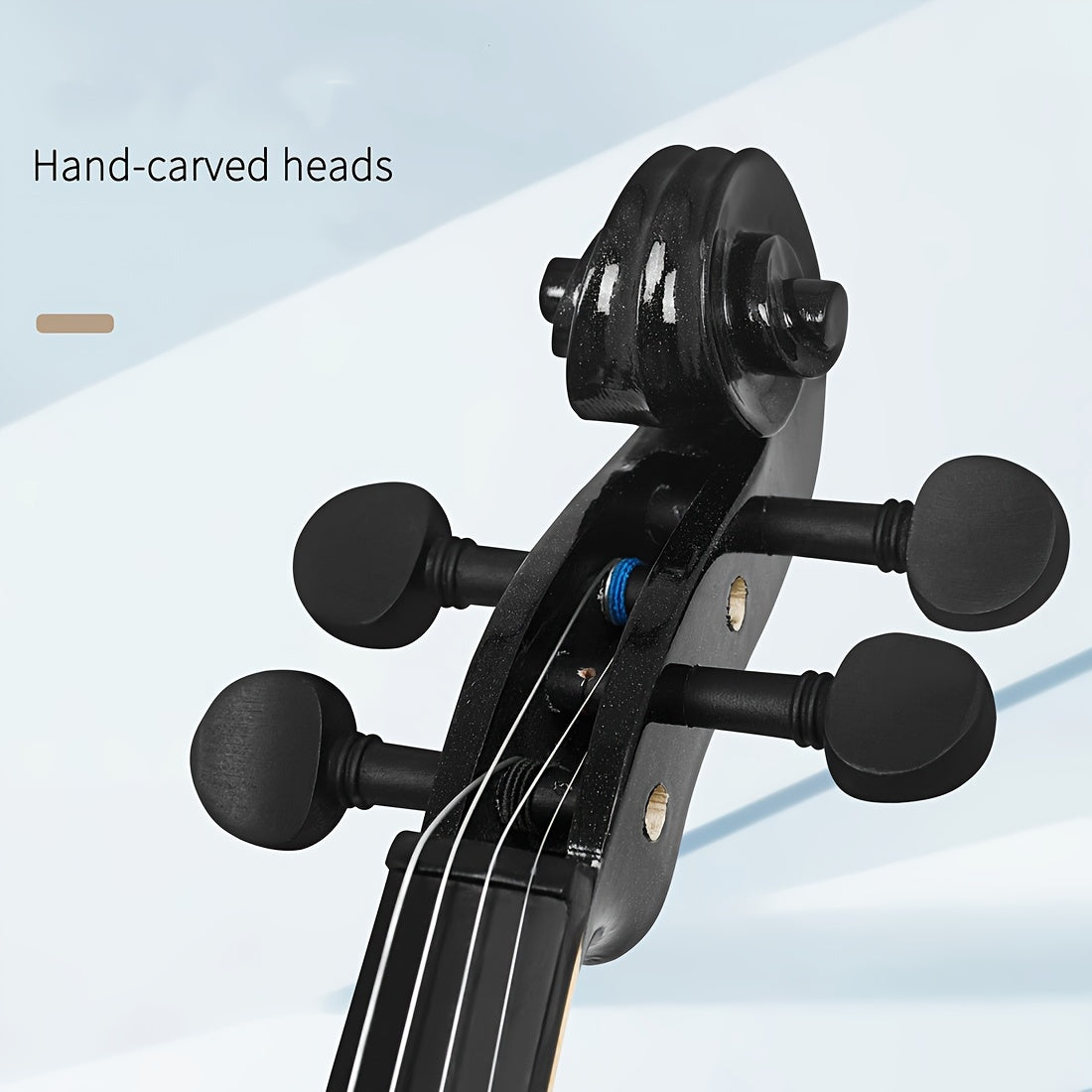4/4 Solid Wood Violin Black for Beginners with Chin Rest and Case