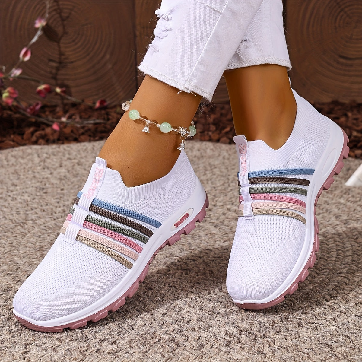 Plus Size Women's Slip-On Sneakers Breathable Mesh Casual Shoes