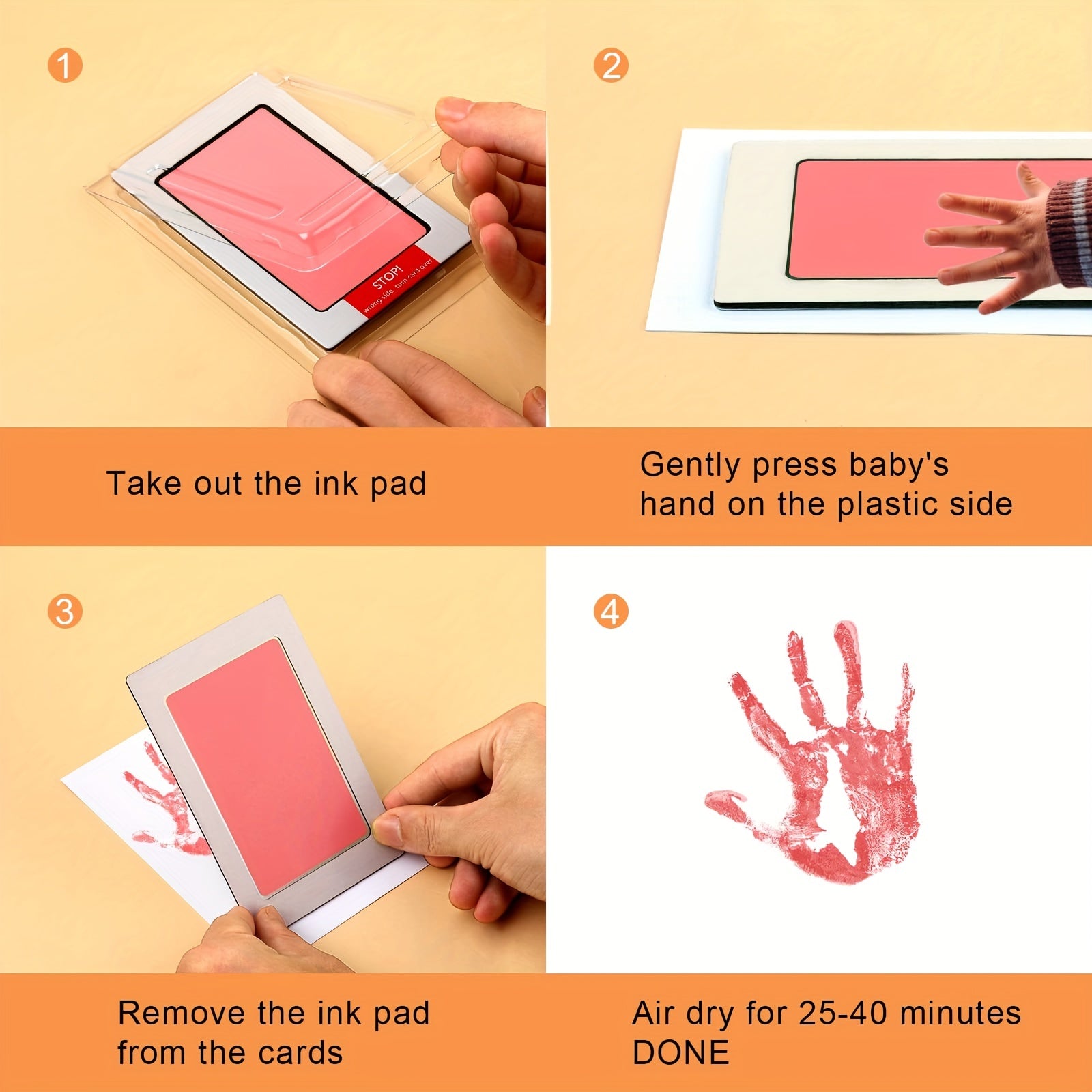 Baby Handprint Kit with No Wash Print Oil and Souvenir for Newborns and Pets