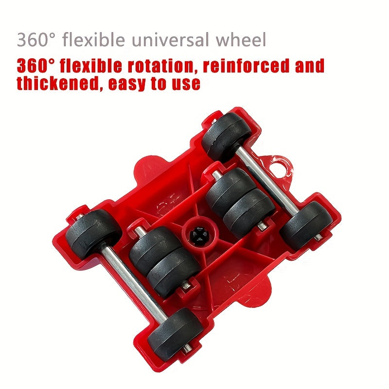 Heavy-Duty Furniture Moving Tool Set 8 Pieces Steel with Rubber Wheels 158.76KG Capacity