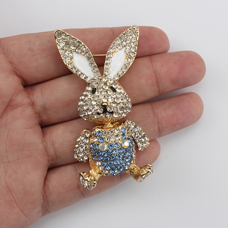 Vintage Rabbit Brooch Rhinestone Pin for Women Dress Coat Sweater Accessories