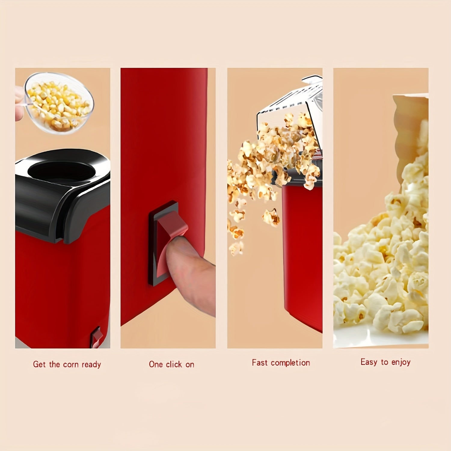 EU plug mini uy elektr popcorn mashinasi, to'liq avtomatik