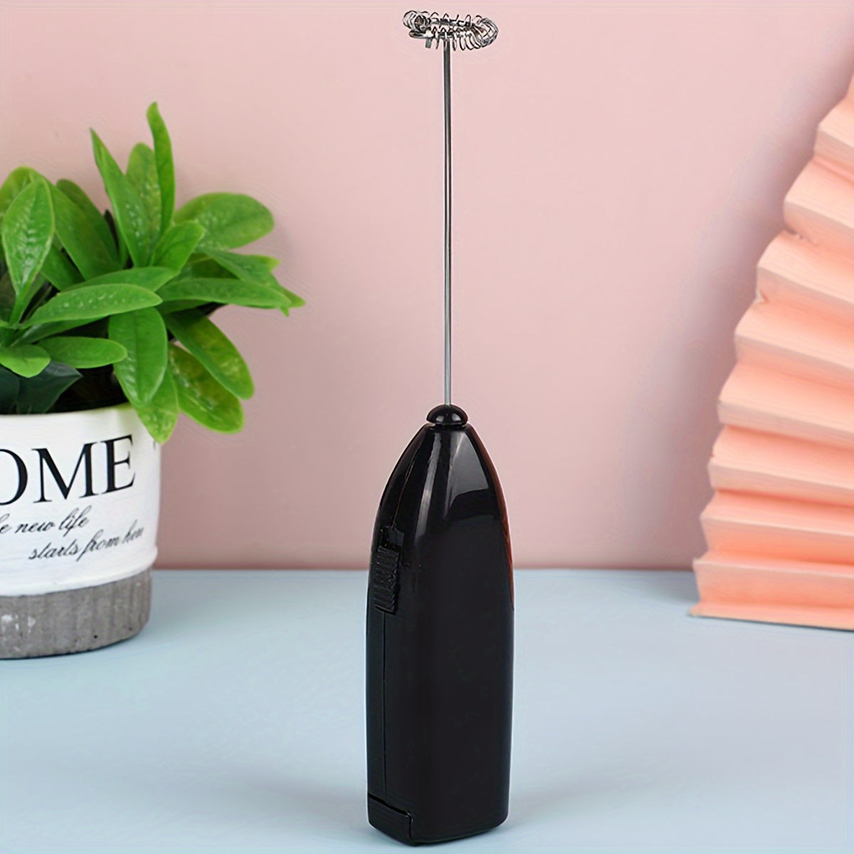 Licuadora eléctrica de café con batidor y espumador, verde negro, 7800 RPM