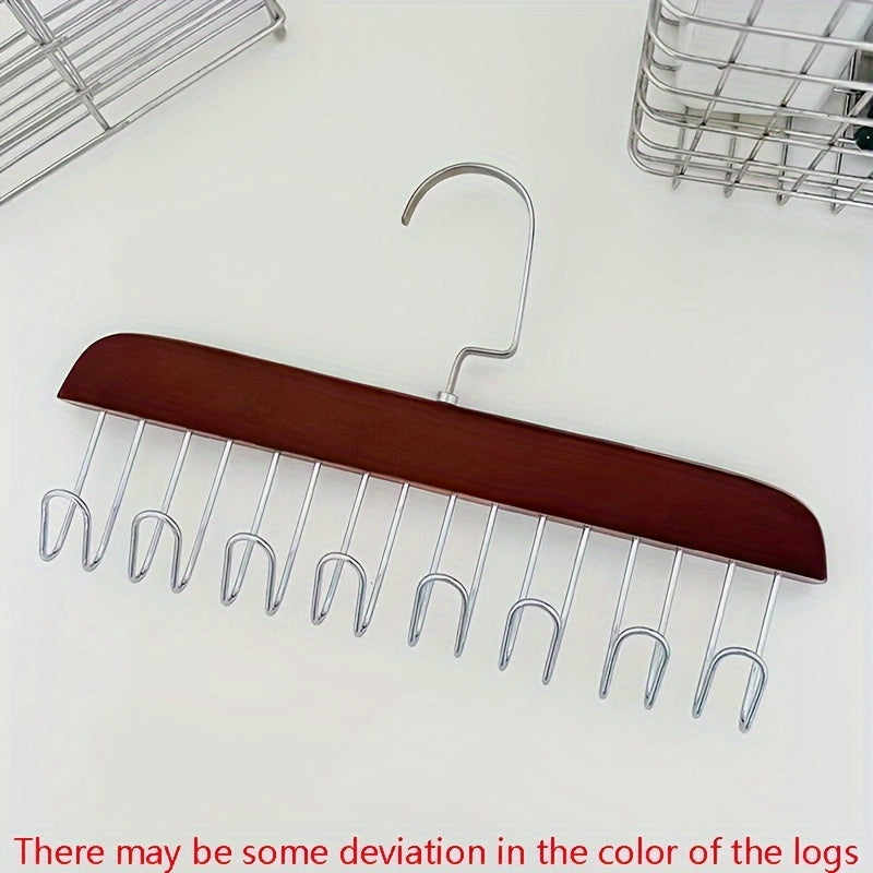 Perchero de madera con 8 ganchos, organizador de armario giratorio de 360° para sujetadores, corbatas, bufandas