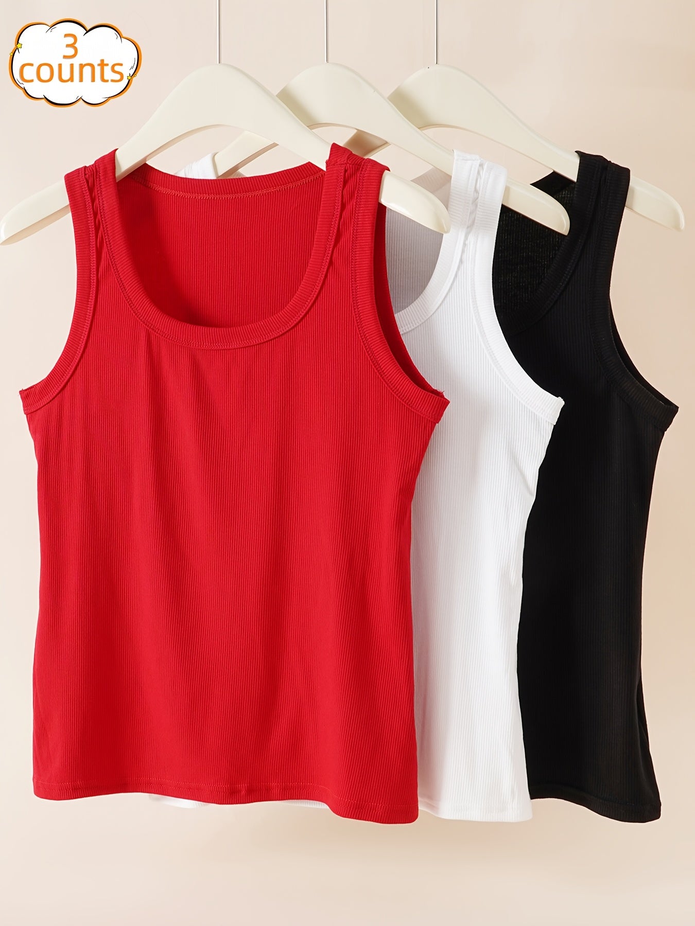 Plus Size Sleeveless Tank Tops 3 Pack Stretchy Casual Wear for Spring Summer