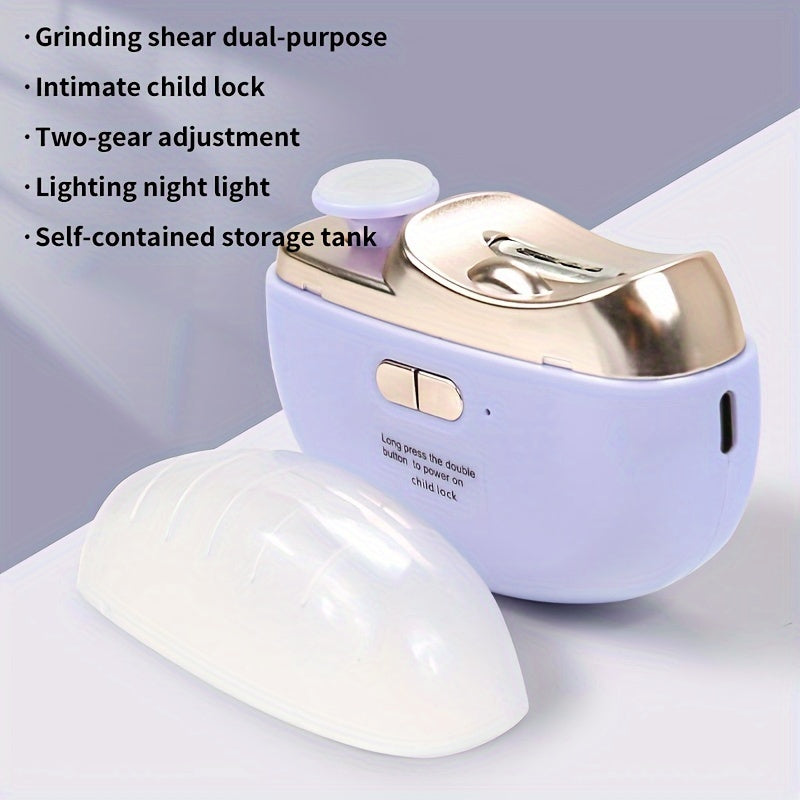 2-in-1 Electric Nail Clipper and Polisher USB Rechargeable Portable with Nail Debris Storage
