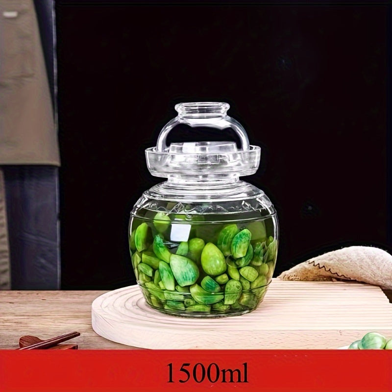 Glass Fermentation Jar 1500ml with Lid for Pickling Kimchi Sauerkraut Water Seal