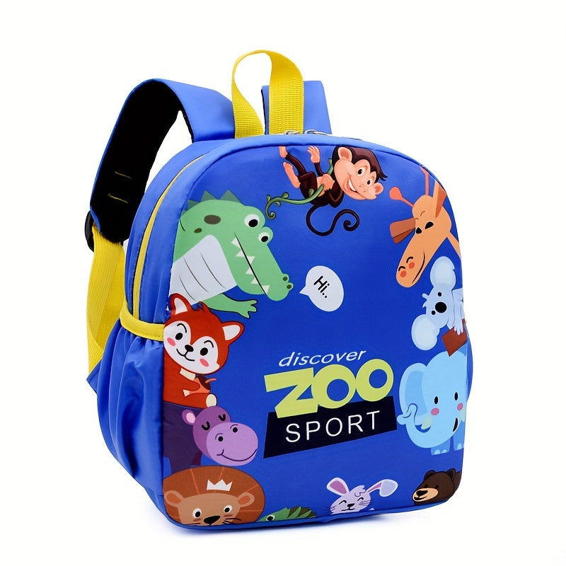 Mochila infantil de dinosaurio, a prueba de agua, de nylon, con correas ajustables, lavable a máquina, con detalles en azul y amarillo