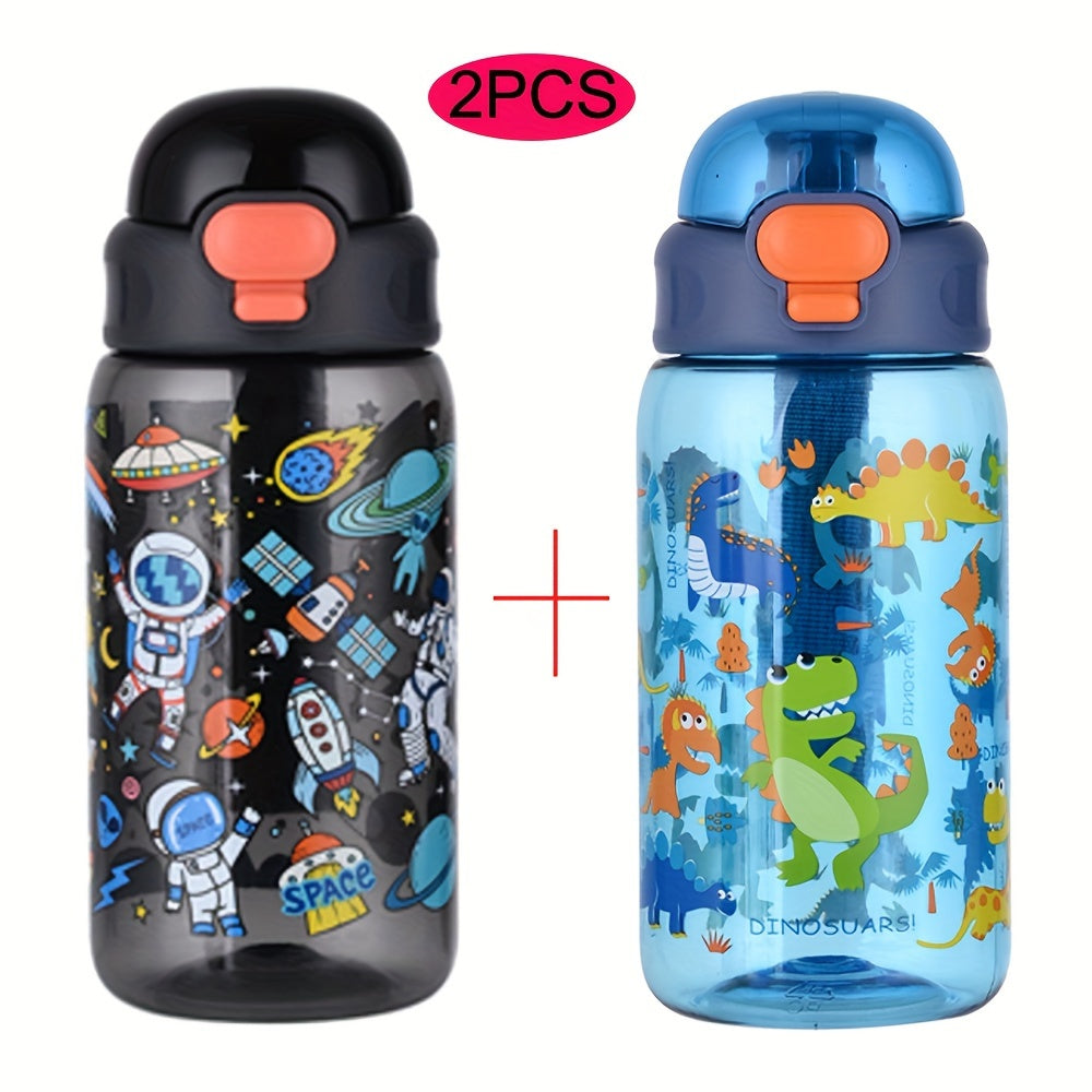 2 Pack 20oz Thermal Transfer Water Bottles with Cartoon Pattern and Handles for Home and Outdoor