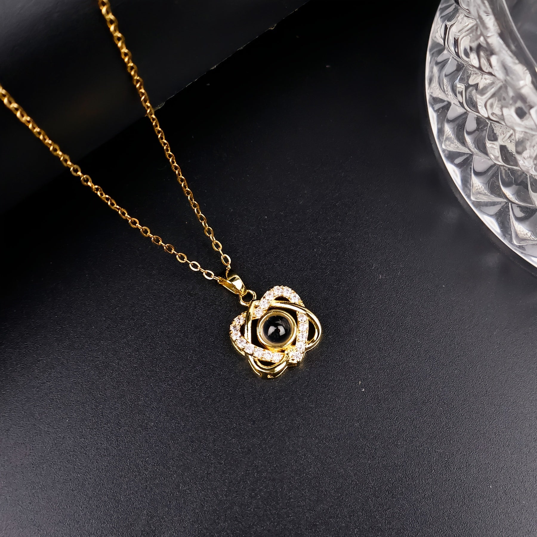 Heart-Shaped Pendant Necklace Titanium Steel Cubic Zirconia Elegant Gift for Women