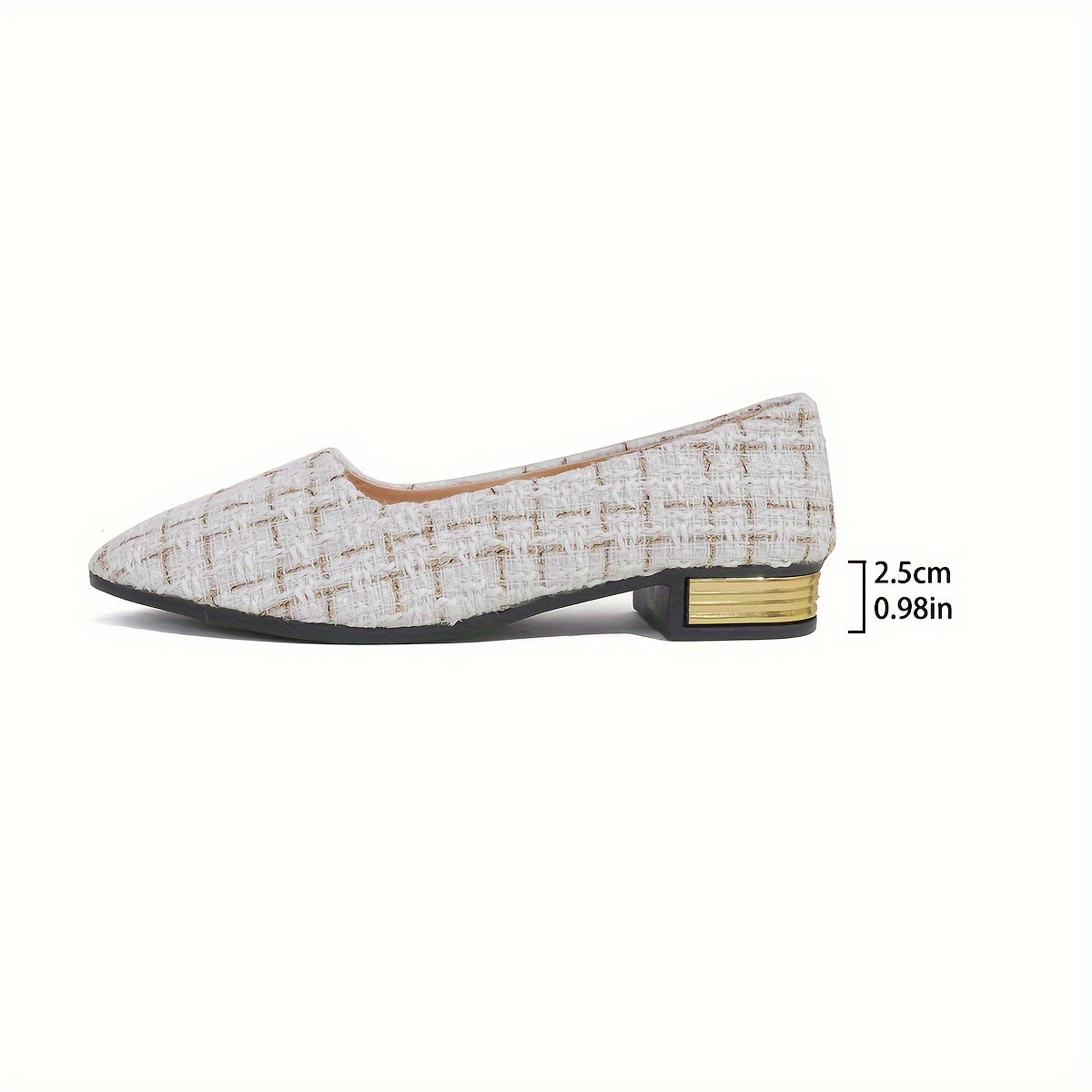 Women's Tweed Pattern Flats Slip-On Point Toe Casual Shoes