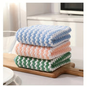 10pcs Striped Non-Stick Oil Cleaning Cloth Soft Towel for Bathroom 24.99x24.99cm