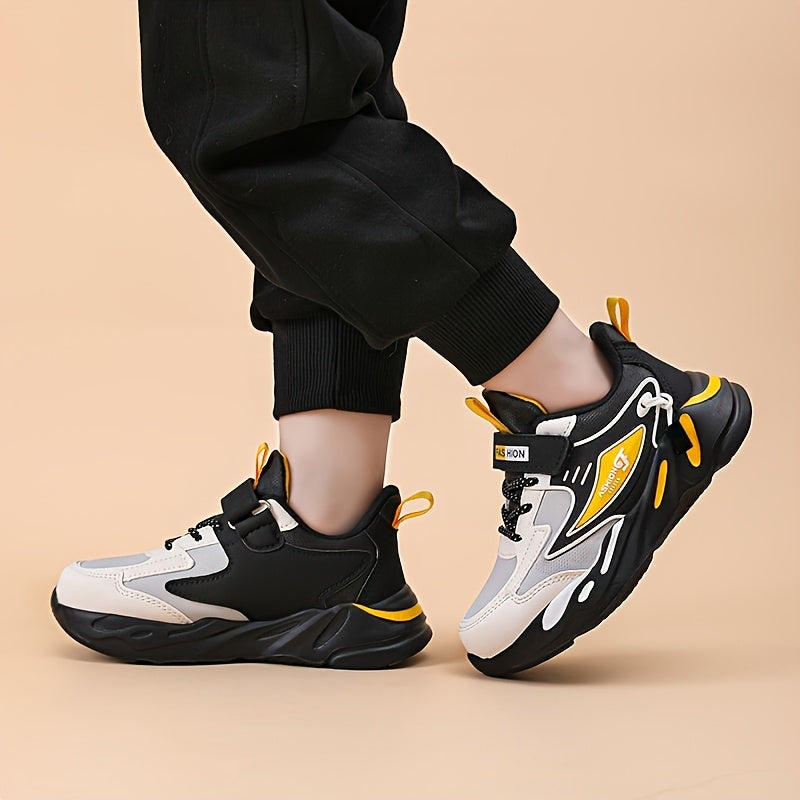 Unisex Geometric Pattern Sneakers for Kids Under 14 with PU Upper EVA Sole and Fabric Insole