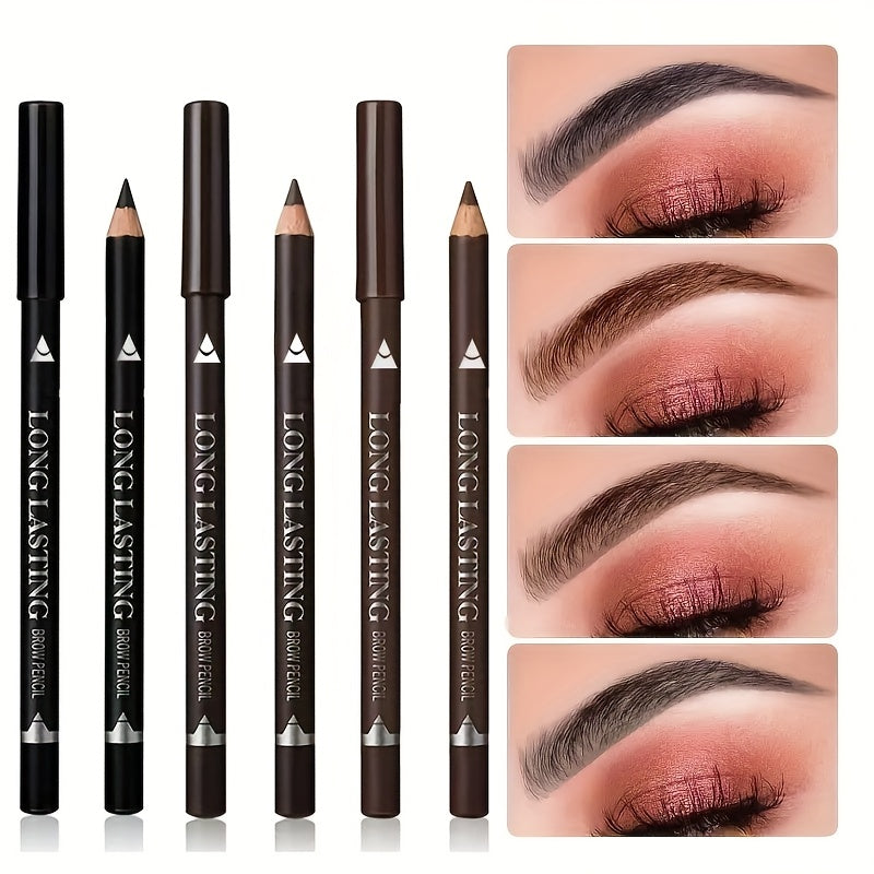Lápiz de ojos, cejas y delineador de ojos impermeable para mujer 3 en 1 marrón negro mezclado