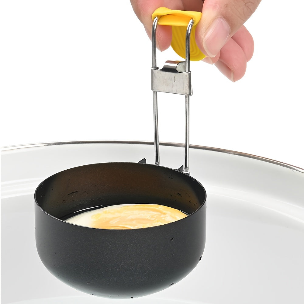Stainless Steel Egg Poacher Non-Stick Foldable Silicone Handle Kitchen Gadget