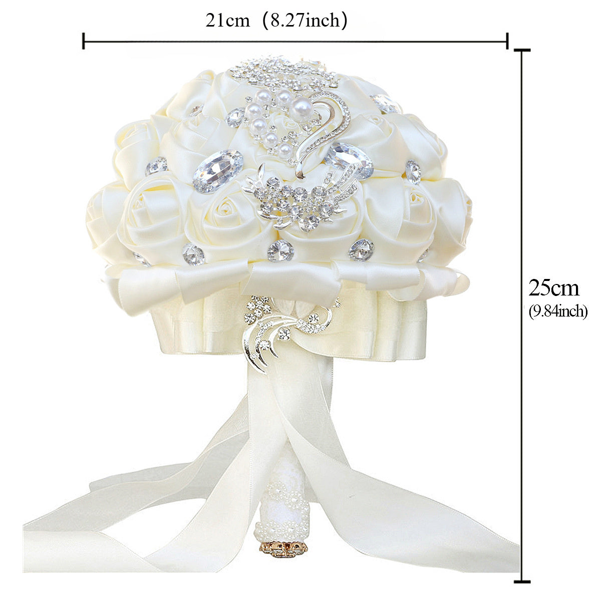 Satin Wedding Bouquet for European and American Brides with Ribbon Finish