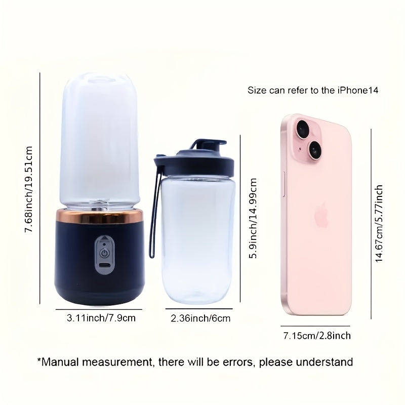 Portable USB Rechargeable Blender with 6-Blade System and Detachable Food-Grade Cup