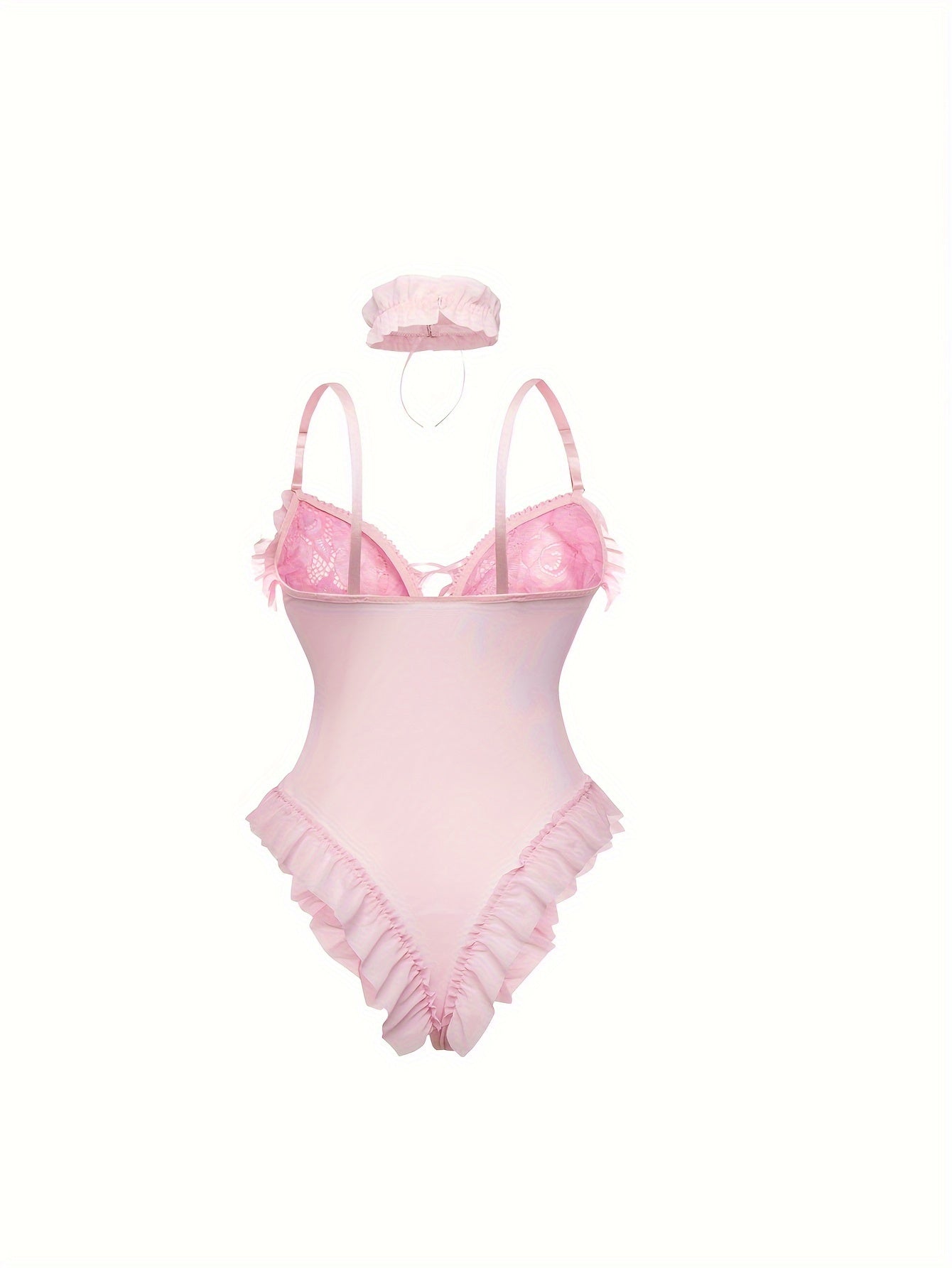 Cho'ziluvchan, ruffle detali bilan dantel bodysuit. Yarim shaffof, rangli blok dizayni, qo'l bilan yuvish mumkin. Ayollar uchun ichki kiyim PDYY240709.