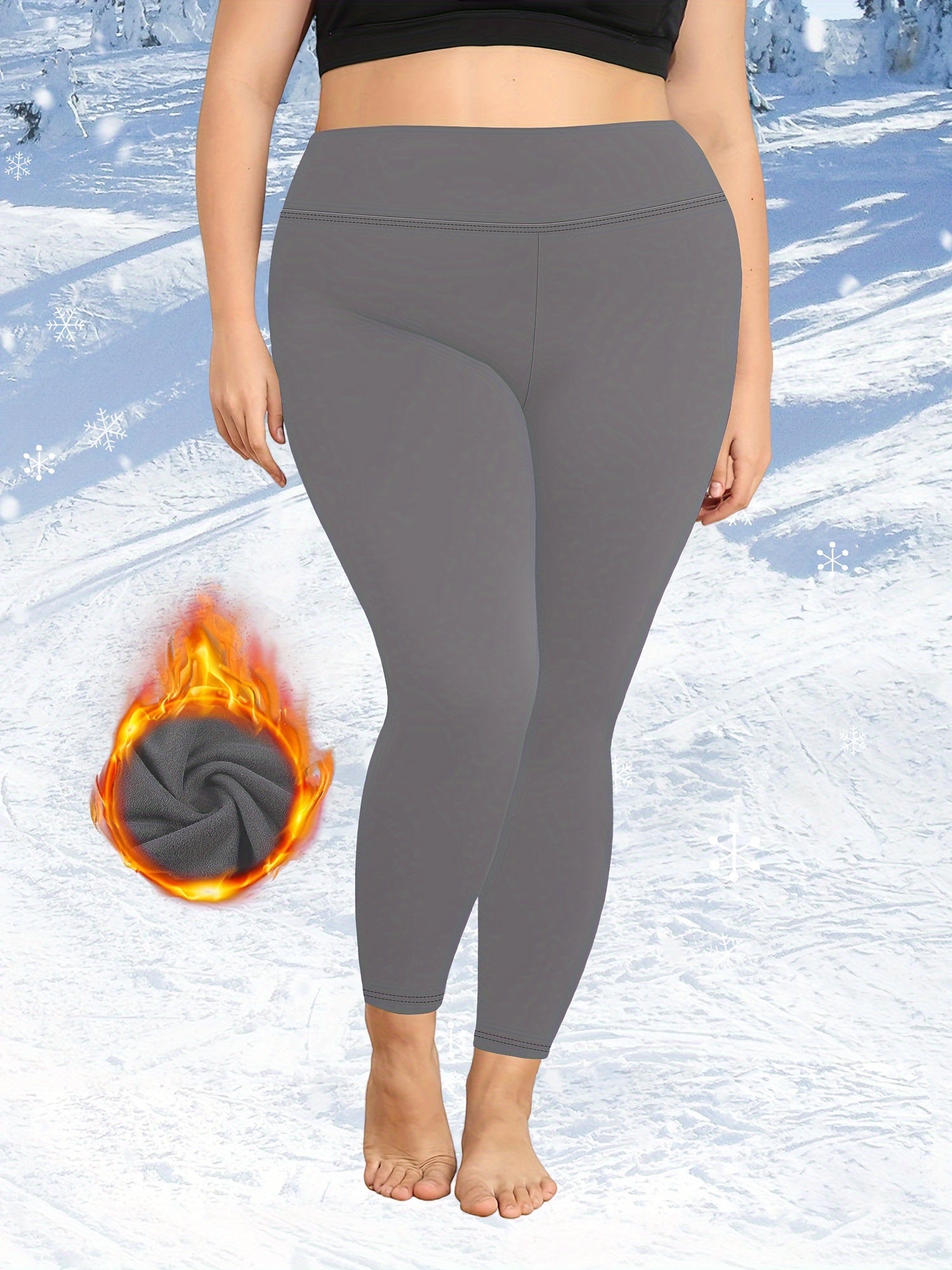 Women's Plus Size Fleece-Lined High-Waist Leggings Warm and Comfortable