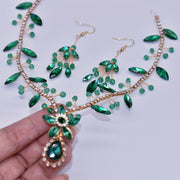 Set of Handmade Rhinestone Headbands with Artificial Crystals and Colorful Pendant Earrings