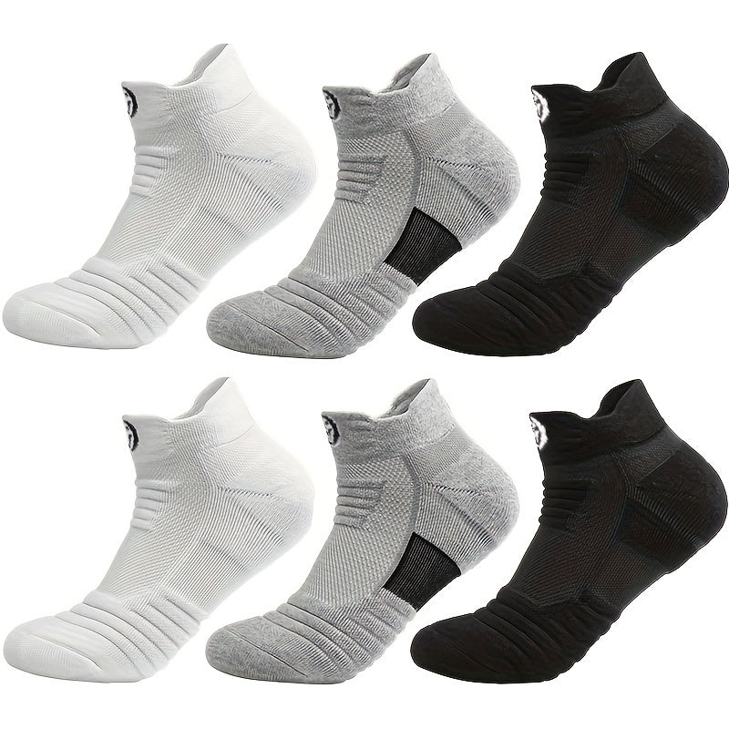Men's Athletic Socks Breathable Knit Geometric Pattern 6 Pairs