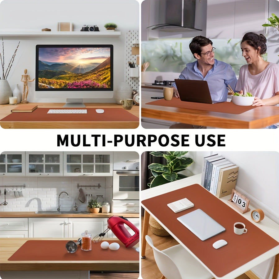 Водонепроницаемая подложка из искусственной кожи с противоскользящей поверхностью для офисного и домашнего использования. Размеры 59,99 x 32,99 см. Прямоугольная мышиная подложка для защиты рабочего пространства. Стильный и легкий в уходе дизайн.