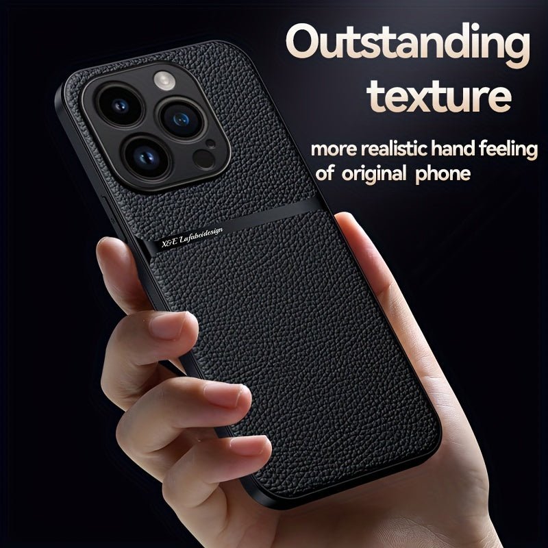 Luxury Faux Leather Magnetic Phone Case for iPhone with Lens Protection Shockproof Bumper
