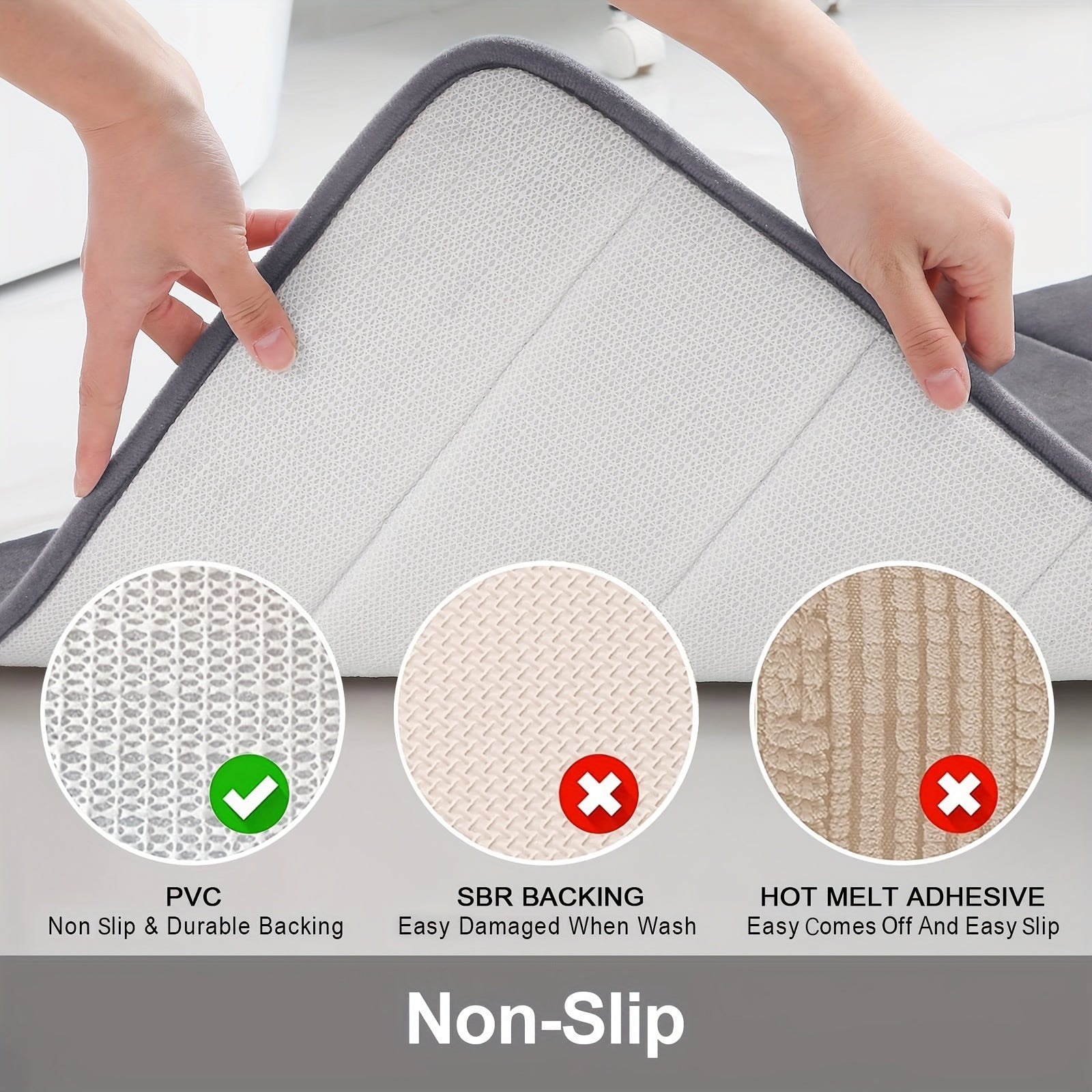 Memory Foam Bath Mat Non-Slip Soft Water-Absorbing Shower Mat