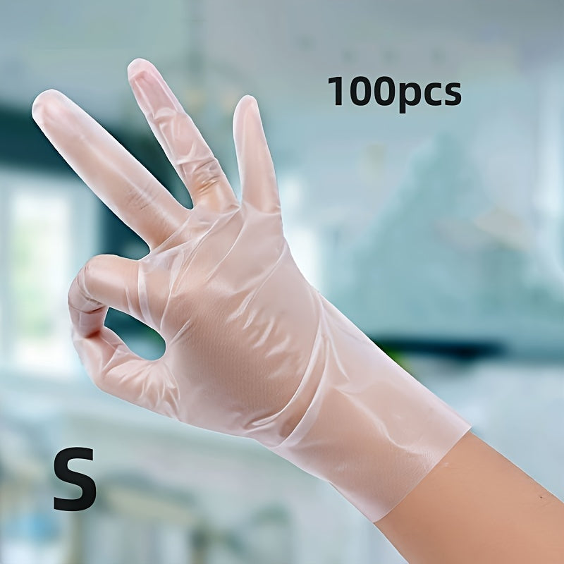 100pcs Clear Thick Durable TPE Disposable Gloves Powder-Free Anti-Static for Cleaning Household Pet Care