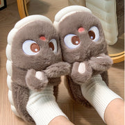 Women's Plush Cartoon Rabbit Slippers with Non-Slip Sole Indoor Shoes
