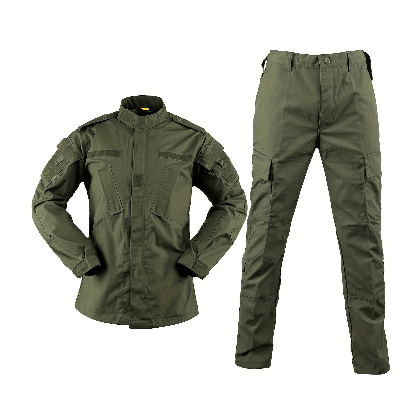 Conjunto de traje de entrenamiento con camuflaje de segunda generación, poliéster, chaqueta resistente con cremallera y pantalones cargo para actividades al aire libre
