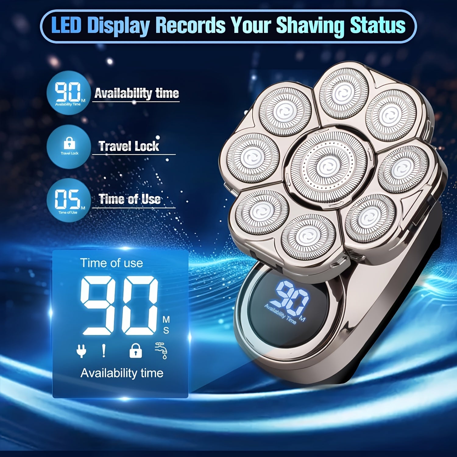 Ultimate 9D Electric Shaver for Men 5-in-1 Grooming Kit LED Display USB Rechargeable Wet Dry Use Long Battery Life Stainless Steel Blades