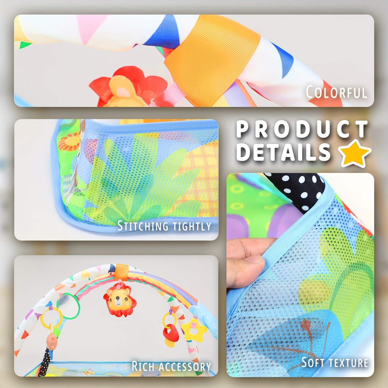 Colorful Play Mat with Activity Gym and Ball Pit for Infants and Toddlers