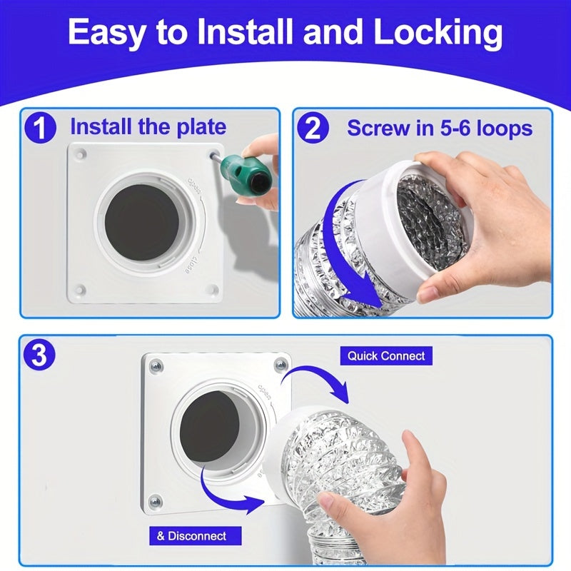 Dryer Vent Connector Kit Wall Plate With Quick Disconnect 4 Inch Tubes