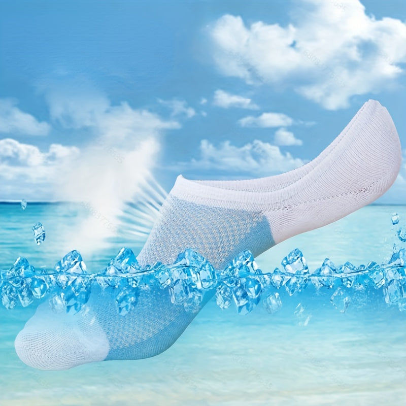 Men's Color Block Liner Anklet Socks 5 Pairs Cotton Blend Breathable Outdoor