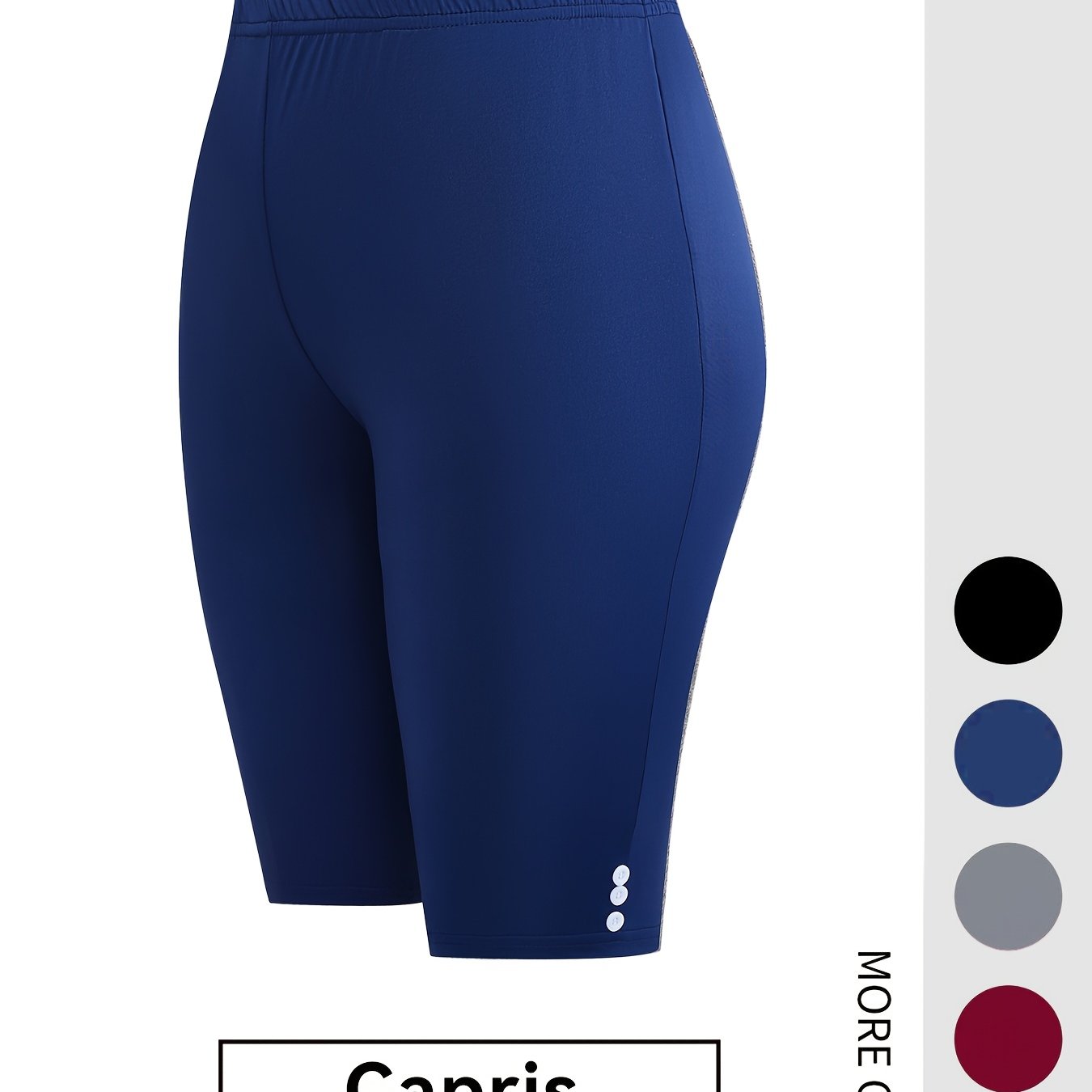 Women's High-Waisted Stretch Capri Leggings Yoga Workout Shorts Solid Color