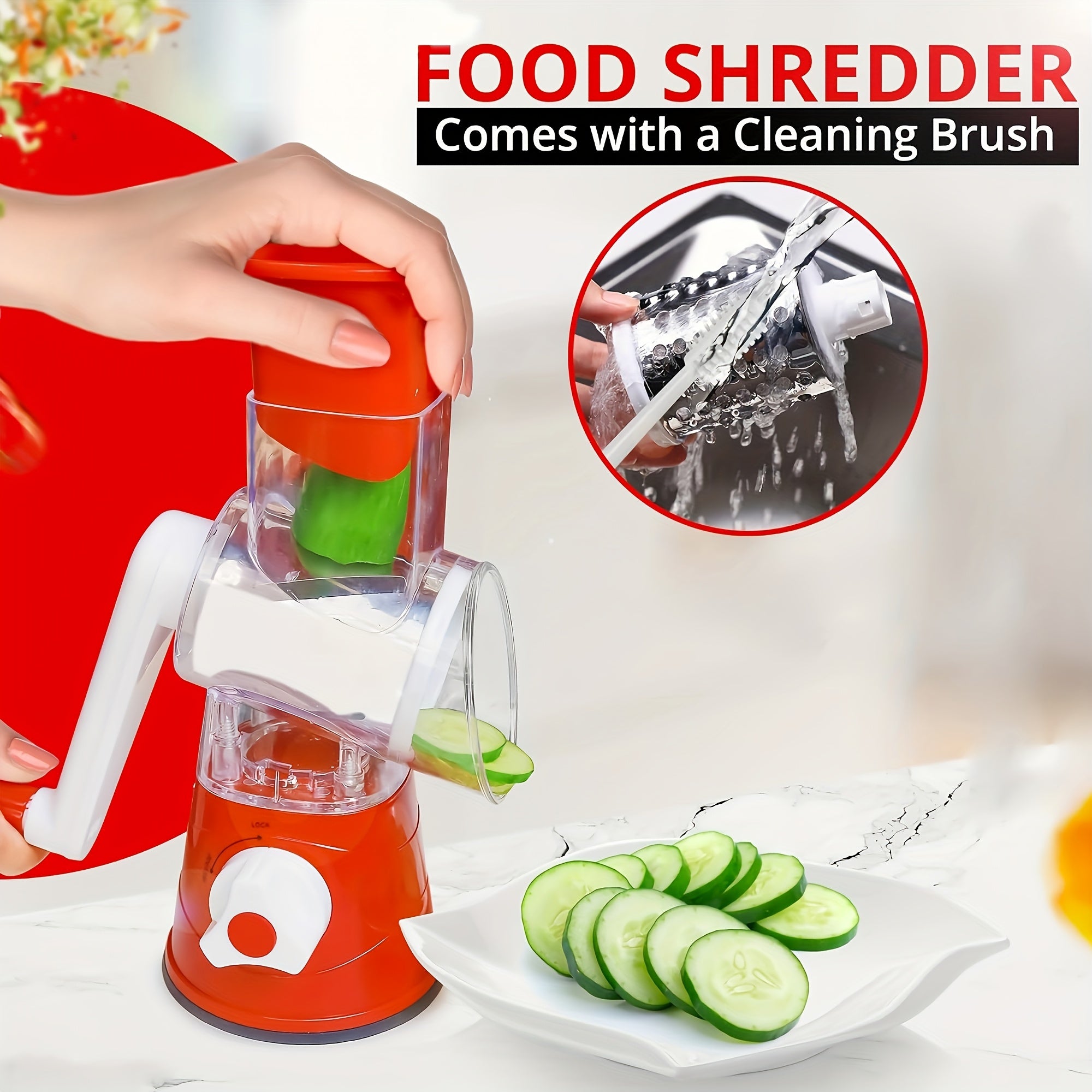 3-in-1 Manual Food Grater with Replaceable Blades for Cheese Vegetables Fruits