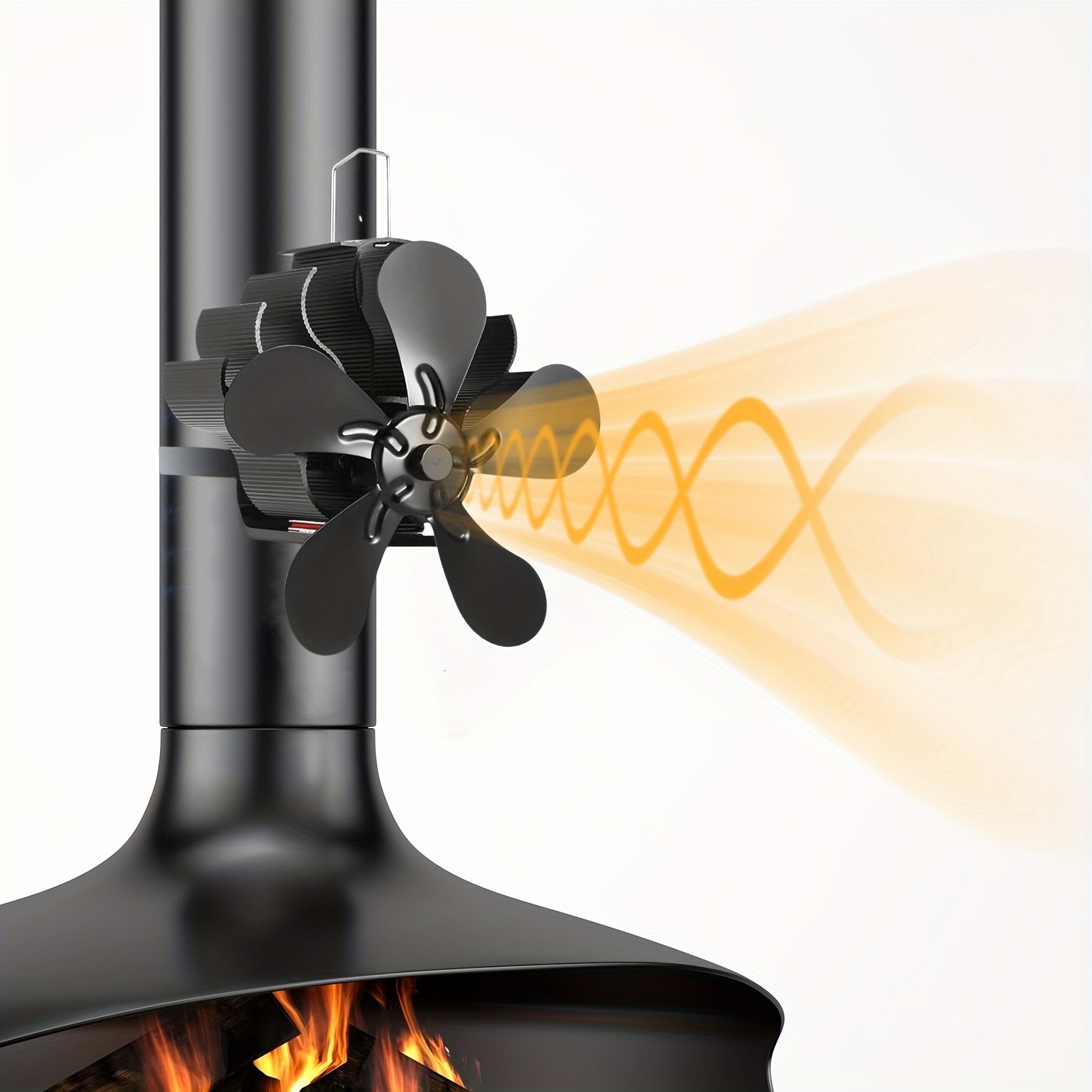 Wood Burning Stove Fan 5 Blades Aluminum High-Speed Polished Heat Circulation