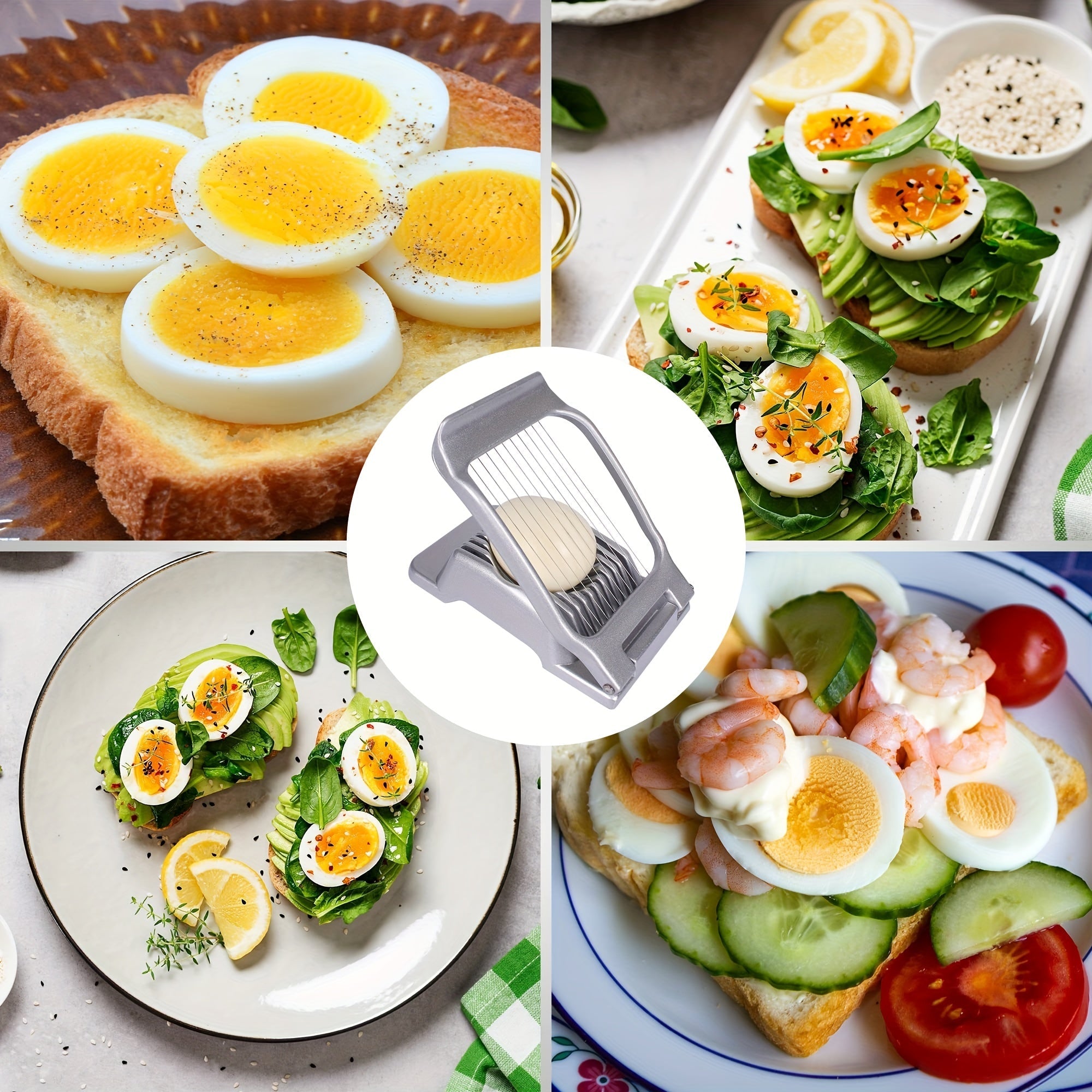 Stainless Steel Egg Slicer for Hard-Boiled Eggs, Fruit Cutter, Dishwasher Safe