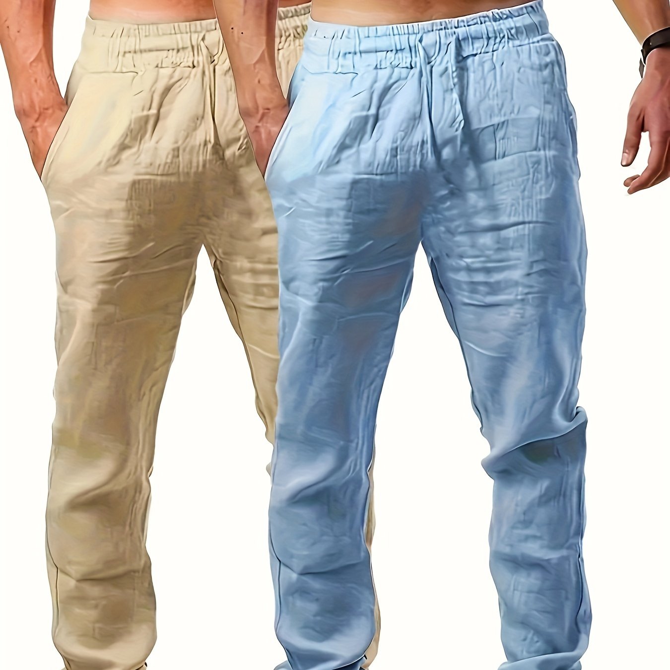 2-Pack Katta O'lchamdagi Erkaklar Mustahkam Rangli Shimlar, Tasodifiy Paxta Qopqoqlari bilan, Bahor/Kuz Mavsumiga Mos, Kattalar O'lchamlari, To'qilgan Matodan