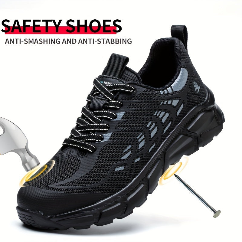 Men's Lightweight Safety Work Shoes Breathable Steel Toe Anti-Puncture Soft Sole All Seasons