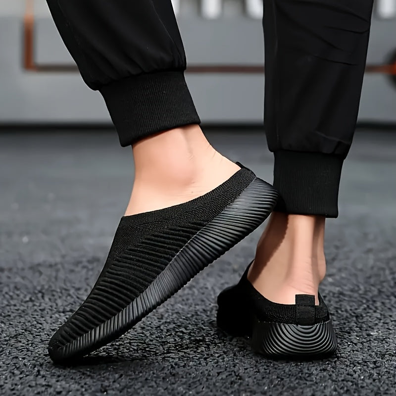 Women's Mesh Slip-On Sneakers Black Breathable Casual Loafers