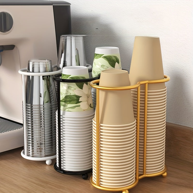 Double Tube Disposable Cup Dispenser for Spa Home Office Bar Cafe Sturdy Space-Saving Cup Holder