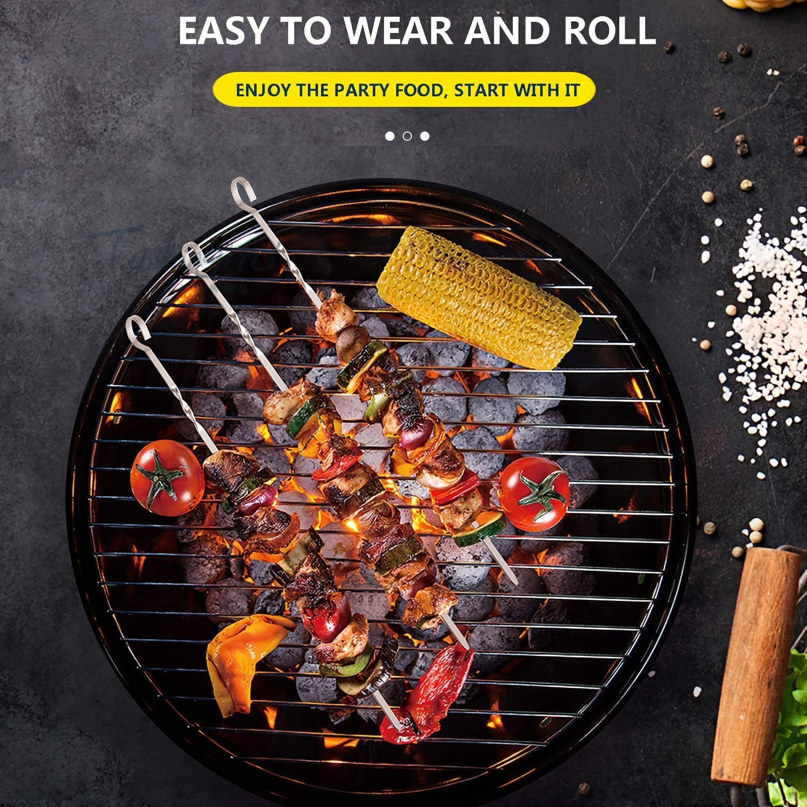 10x Stainless Steel BBQ Skewers for Grilling and Camping