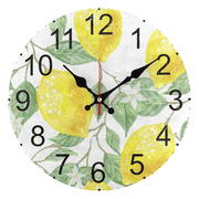 Fruit Theme Wall Clock with Golden Lemon Pattern Silent Non-Ticking Battery Operated for Living Room Kitchen Decor
