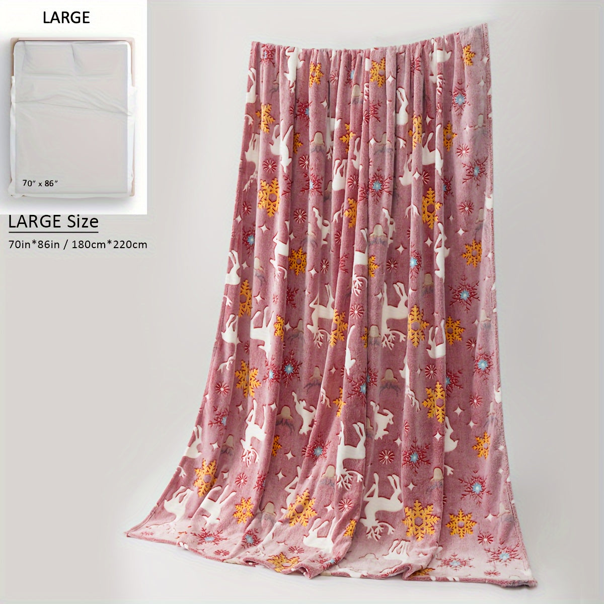 Glow in the Dark Flannel Fleece Blanket with Christmas Tree Print Cozy All-Season Home Decor