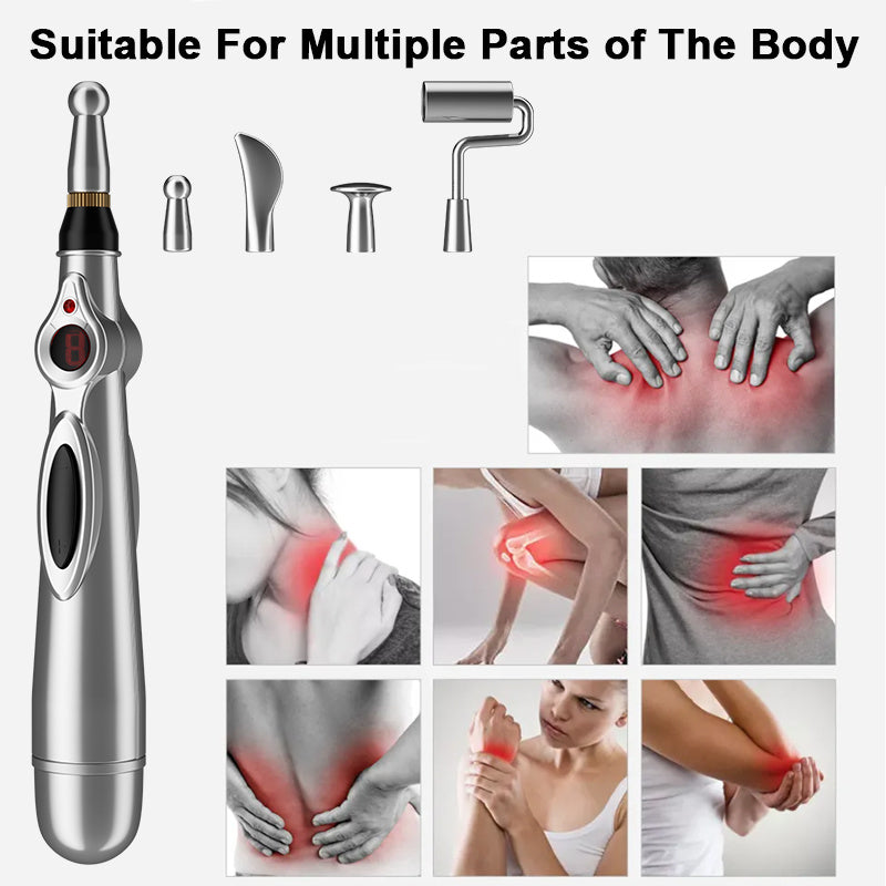 Battery-Operated Smart Massage Pen with Adjustable Modes and Interchangeable Heads