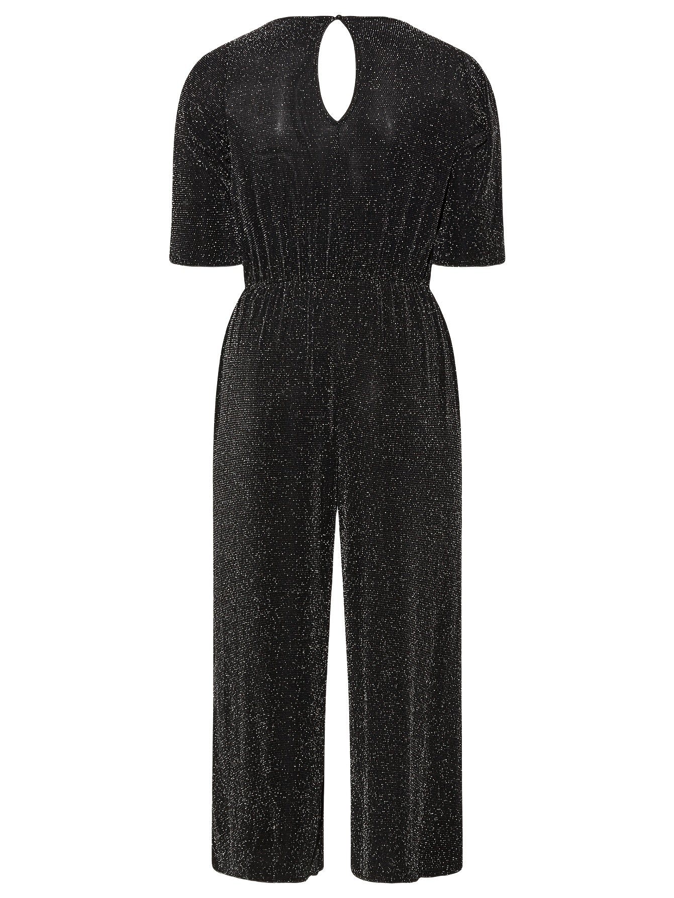 Plus Size Women's Glitter Jumpsuit V-Neck Back Wide Leg Formal Attire